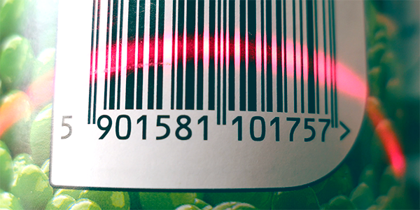 extreme close up of a barcode being scanned
