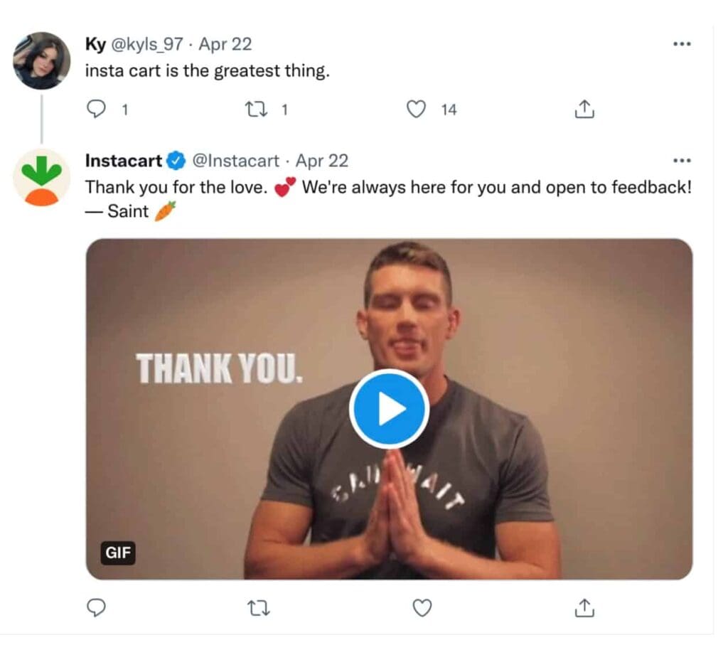 Happy customer snapshot of Instacart