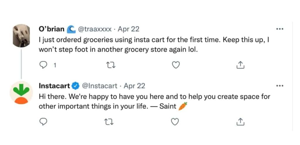 Happy customer snapshot of Instacart