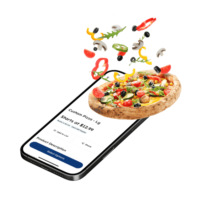 Mercatus Order Ahead technology pizza builder